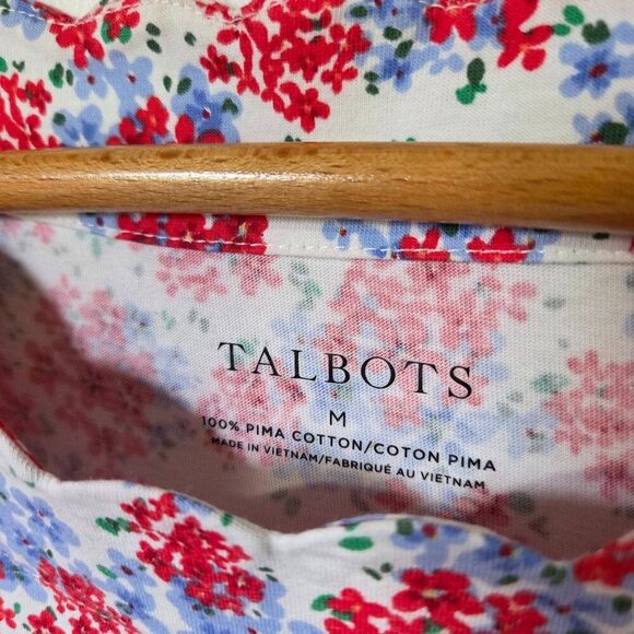 NWOT TALBOTS FLORAL SCALLOPED NECK SUPER SOFT PIMA COTTON TEE SIZE M - Picture 12 of 15